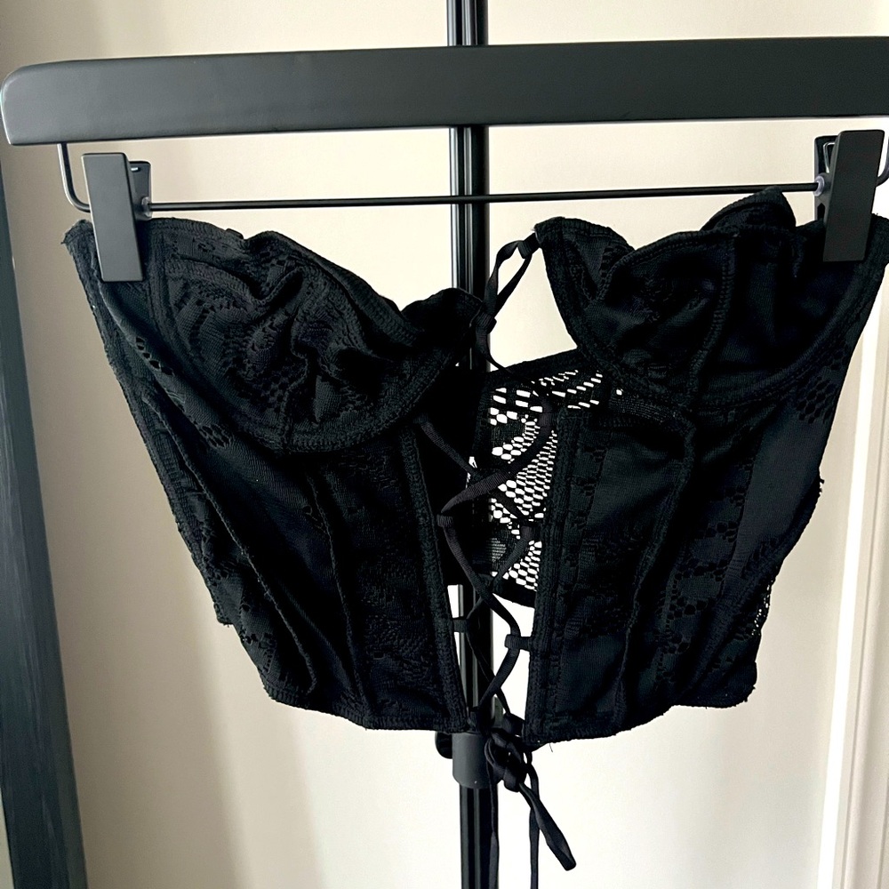 Urban Outfitters Black Lace-Up Corset